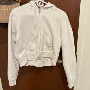 Hollister White Zip Up Fleece Hoodie